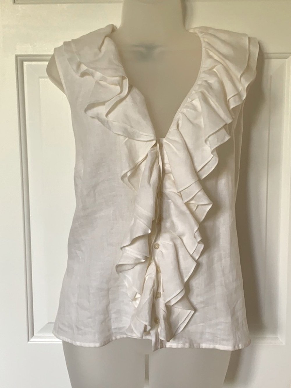 Lauren Linen Raffle Summer Top. Size XL. NWT.